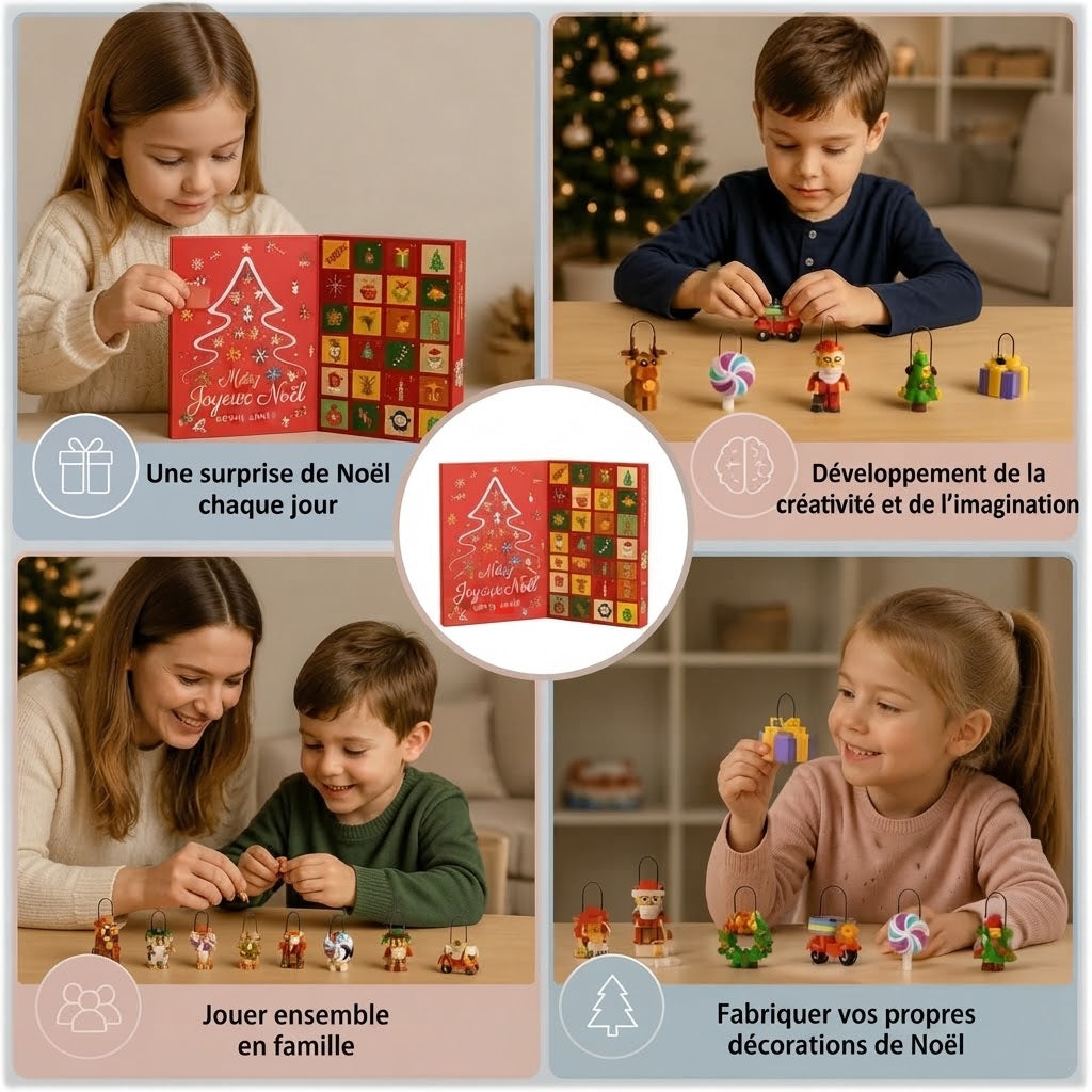 Calendrier de l’Avent de Noël avec blocs de construction