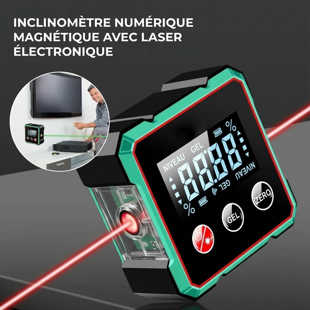 Rapporteur d’angle numérique magnétique à quatre côtés avec laser