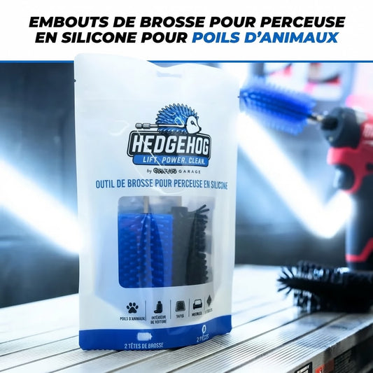 Brosses en silicone en forme de hérisson pour poils d’animaux à fixer sur perceuse lot de 2