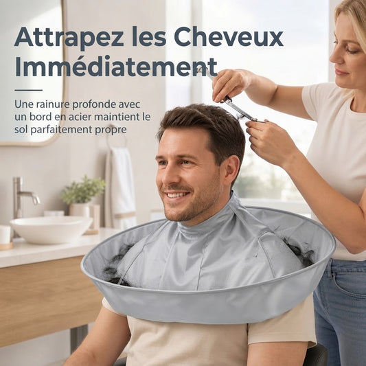 Cape de coiffure imperméable avec récupérateur de cheveux
