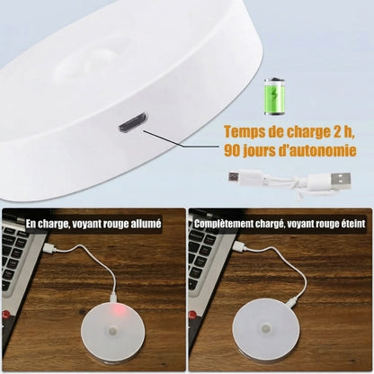 Veilleuses LED rechargeables par USB avec détecteur de mouvement lot de 3