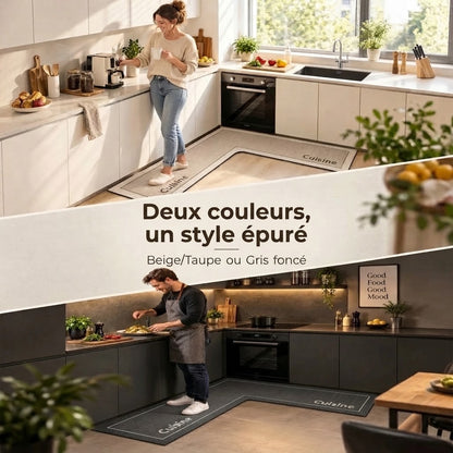 Tapis de cuisine absorbant antidérapant en forme de L