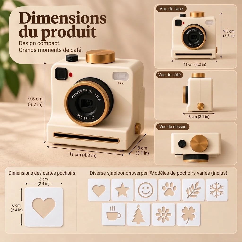 Caméra rétro pour latte art – imprimante mécanique à pochoirs