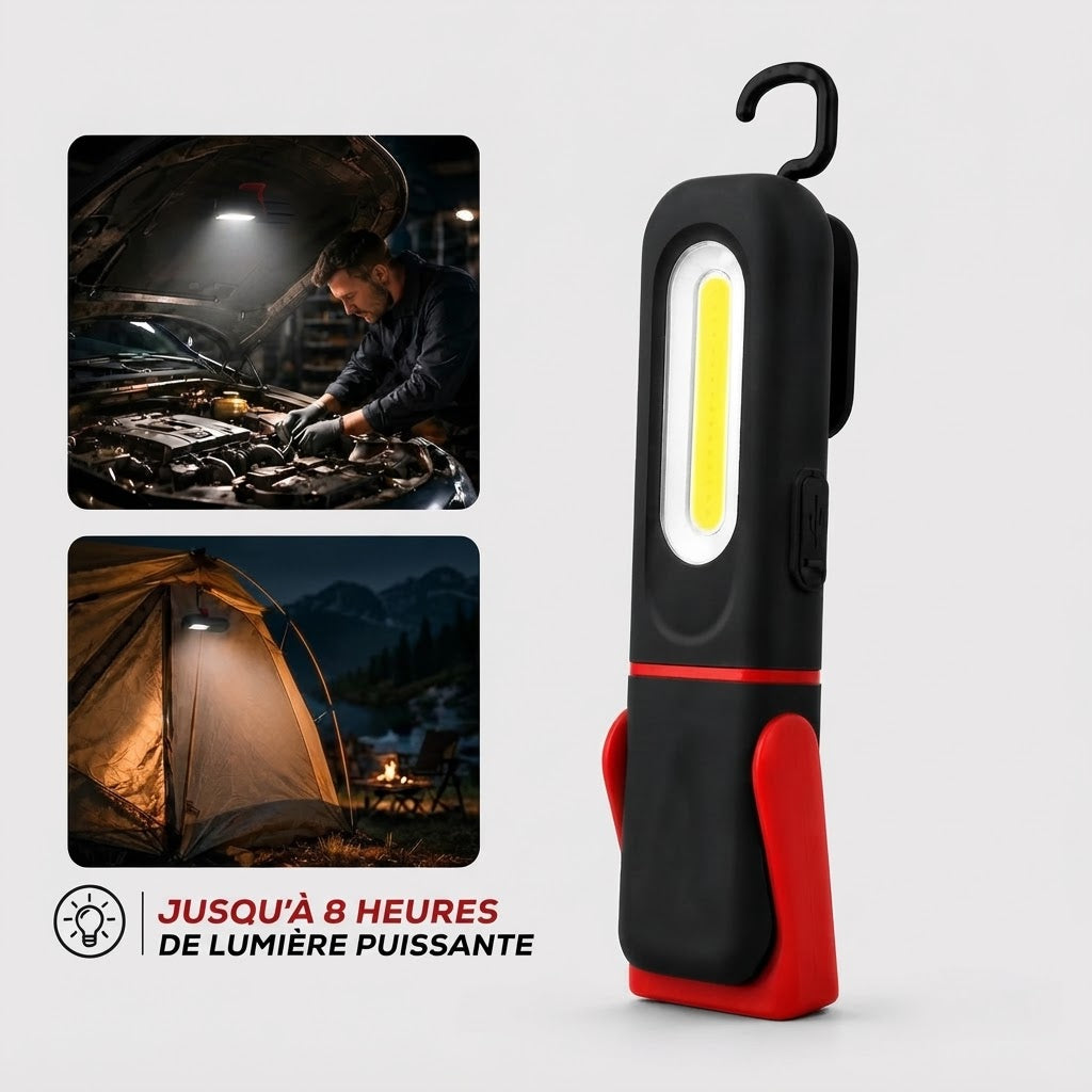 Lampe de travail LED COB rechargeable avec base magnétique