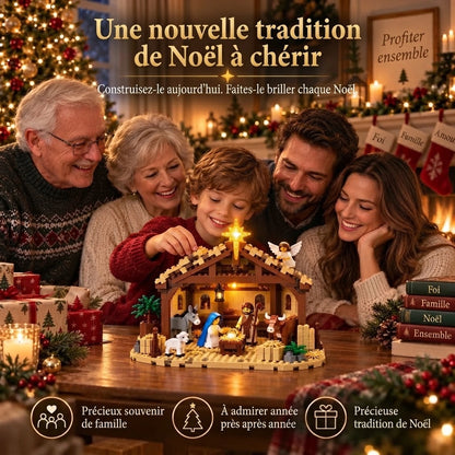 Kit de construction de crèche de Noël avec blocs de construction