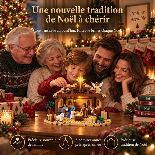 Kit de construction de crèche de Noël avec blocs de construction