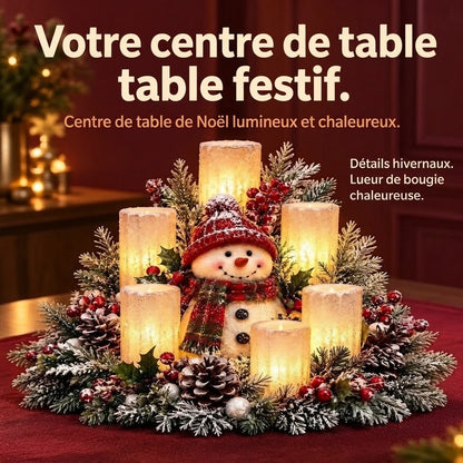 Centre de table de Noël lumineux avec bougie sans flamme