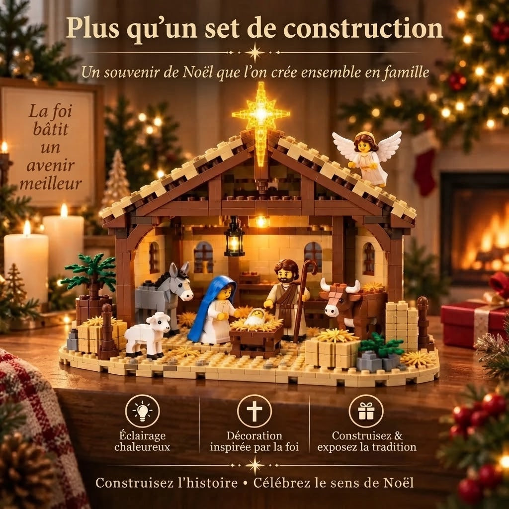 Kit de construction de crèche de Noël avec blocs de construction