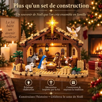 Kit de construction de crèche de Noël avec blocs de construction