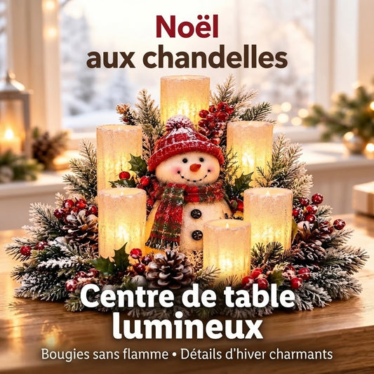 Centre de table de Noël lumineux avec bougie sans flamme