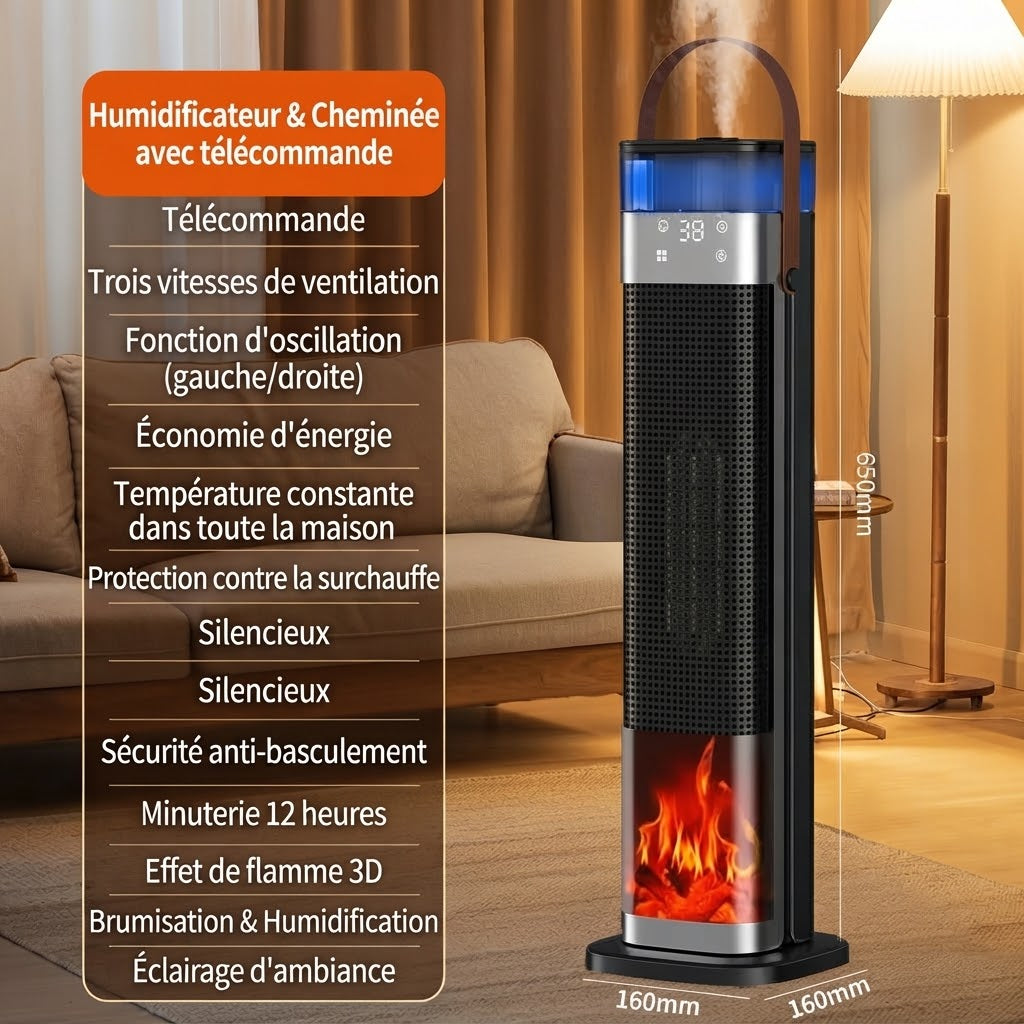 Chauffage d’appoint 2 en 1 avec humidificateur
