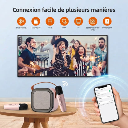 Mini kit karaoké pour enfants avec 2 microphones sans fil