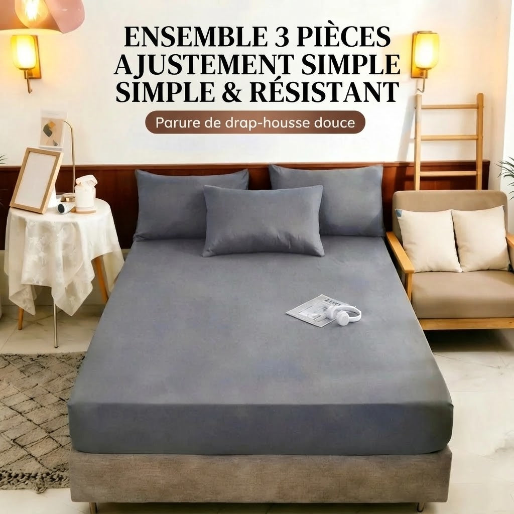 Ensemble de draps-housses doux 3 pièces avec ajustement élastique
