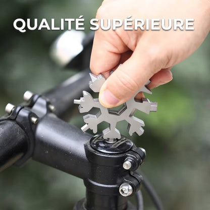 Outil multifonction en forme de flocon de neige avec 18 fonctions
