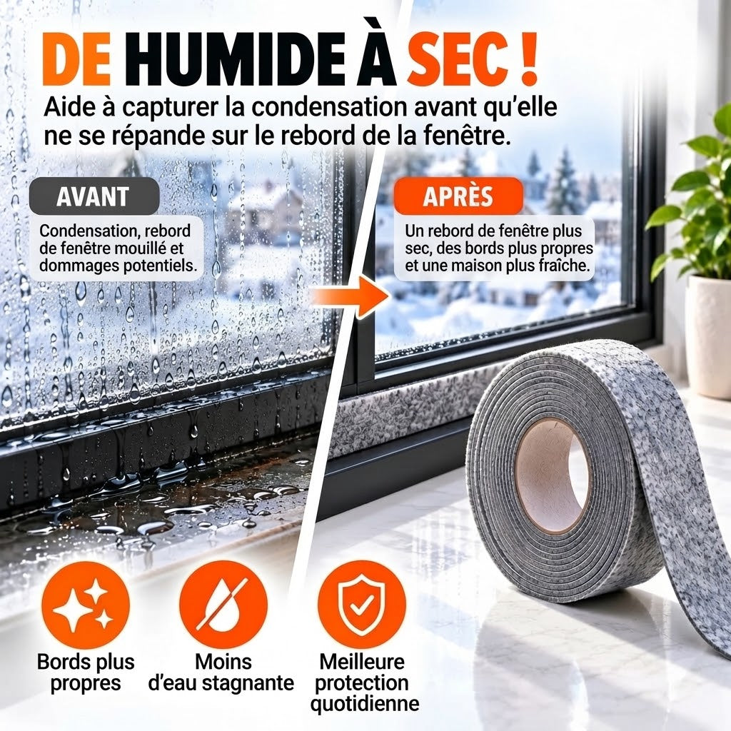 Bande adhésive anti-condensation pour fenêtres