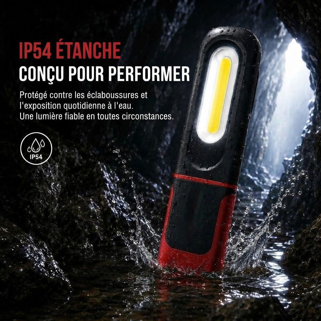 Lampe de travail LED COB rechargeable avec base magnétique