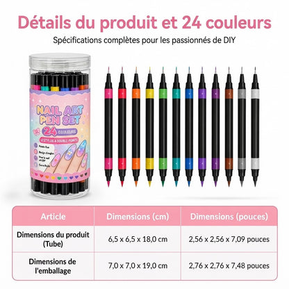 Set de 12 stylos nail art à double embout