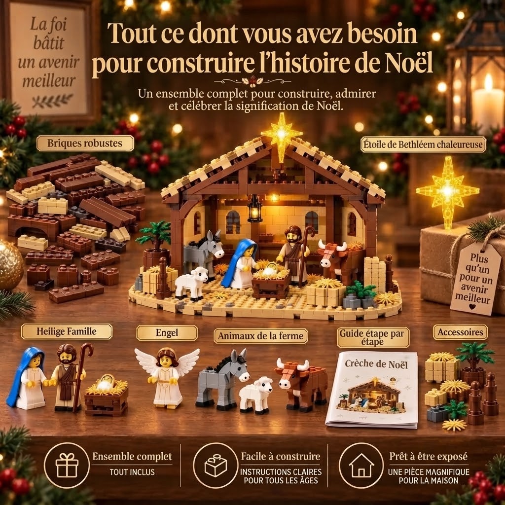 Kit de construction de crèche de Noël avec blocs de construction