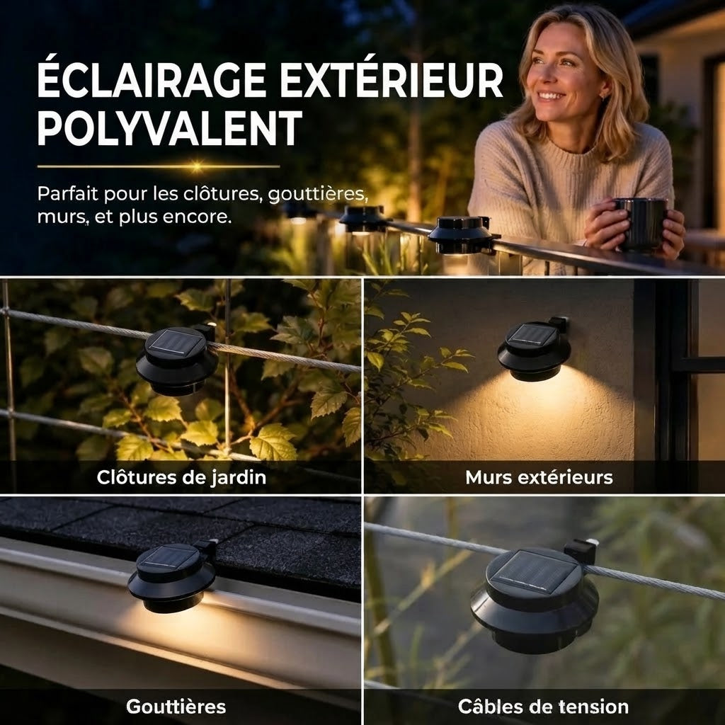Lampes LED solaires étanches pour gouttière