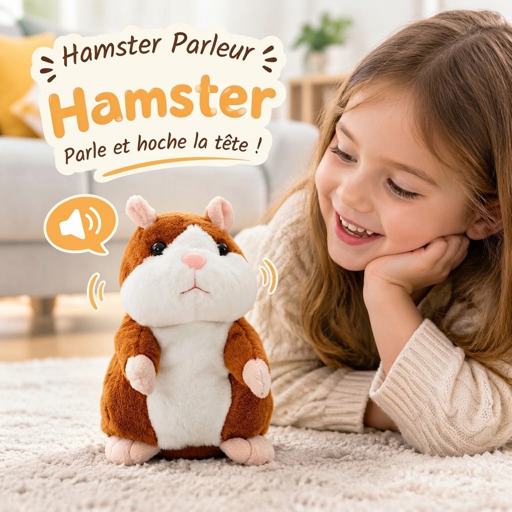 Peluche hamster parlante qui vous imite et secoue la tête