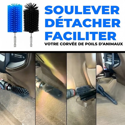 Brosses en silicone en forme de hérisson pour poils d’animaux à fixer sur perceuse lot de 2