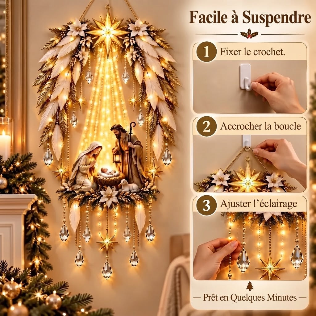 Décoration de Noël lumineuse avec ailes d’ange