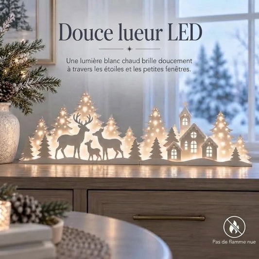 Décoration de Noël LED 2 pièces avec renne et village