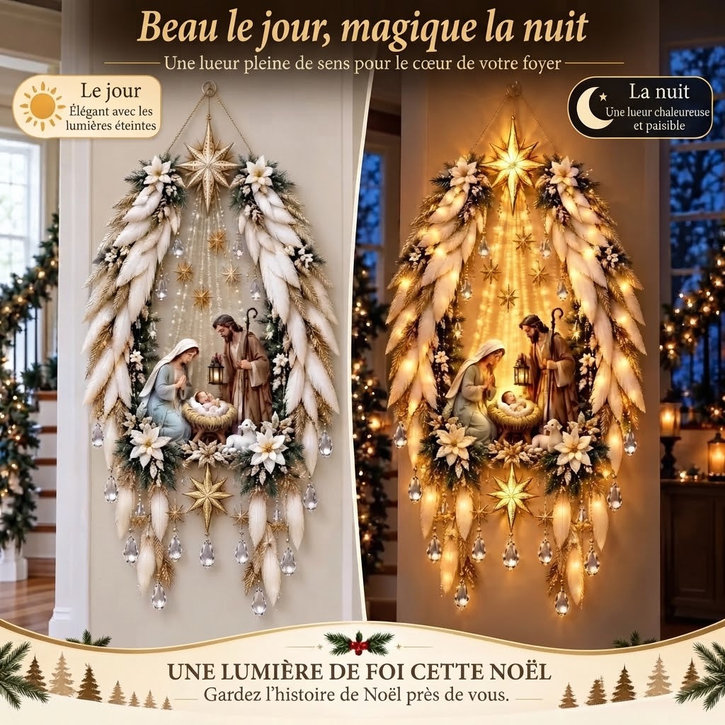 Décoration de Noël lumineuse avec ailes d’ange