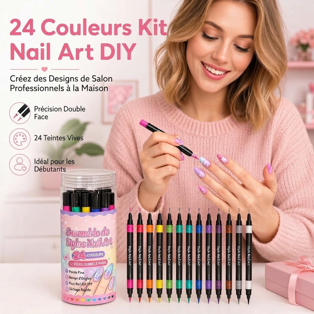 Set de 12 stylos nail art à double embout