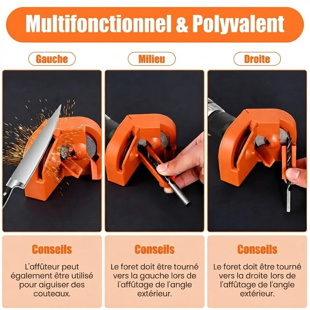 Affûteuse multifonction avec disques diamantés pour forets et couteaux