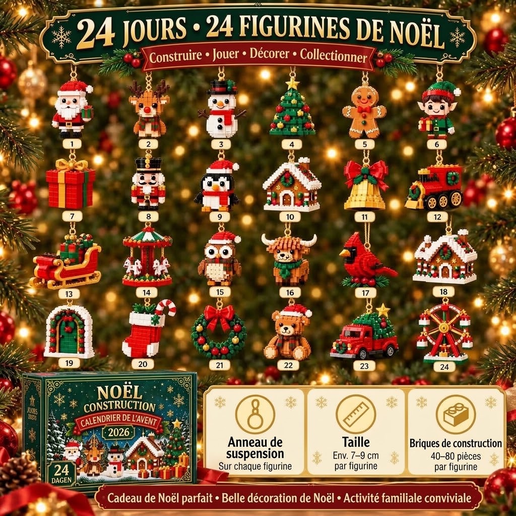 Calendrier de l’Avent Christmas Build avec figurines de Noël à construire