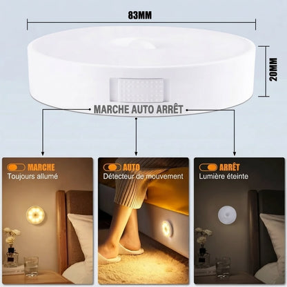 Veilleuses LED rechargeables par USB avec détecteur de mouvement lot de 3
