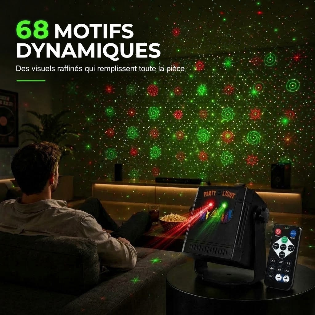 Lampe laser de fête rechargeable avec télécommande