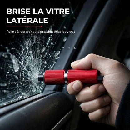 Marteau de sécurité compact pour voiture avec brise-vitre et coupe-ceinture