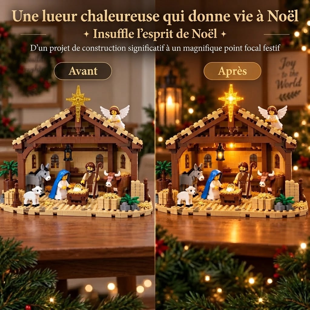Kit de construction de crèche de Noël avec blocs de construction