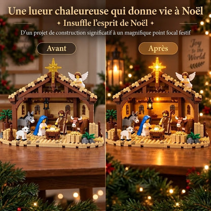 Kit de construction de crèche de Noël avec blocs de construction