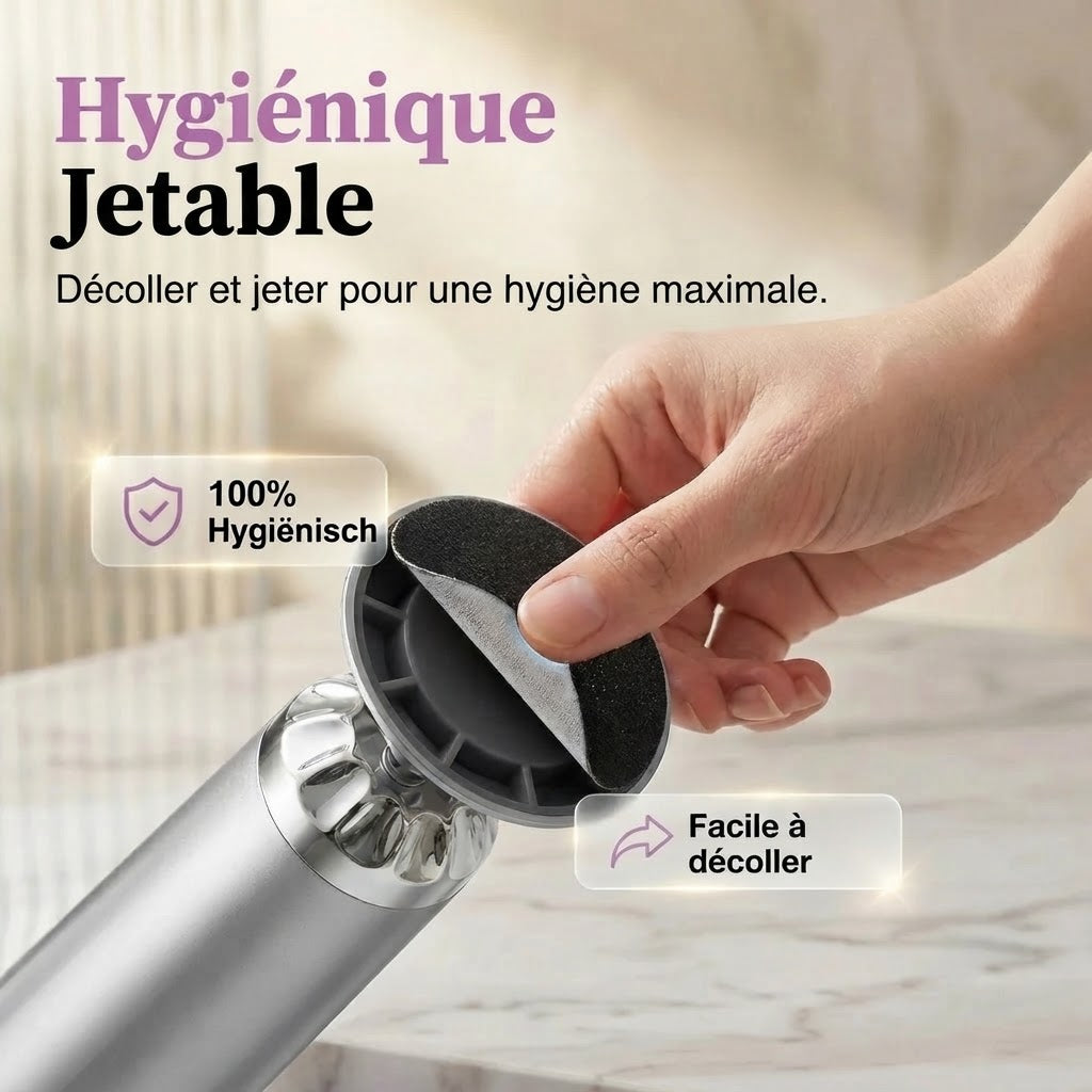 Râpe électrique pour pieds avec 5 vitesses et 50 disques abrasifs