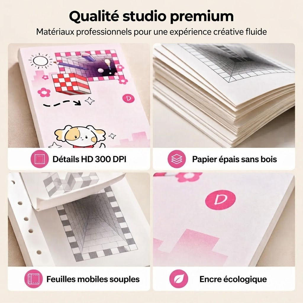 Livre de dessin 3D pour enfants avec activités de coloriage et de découpage