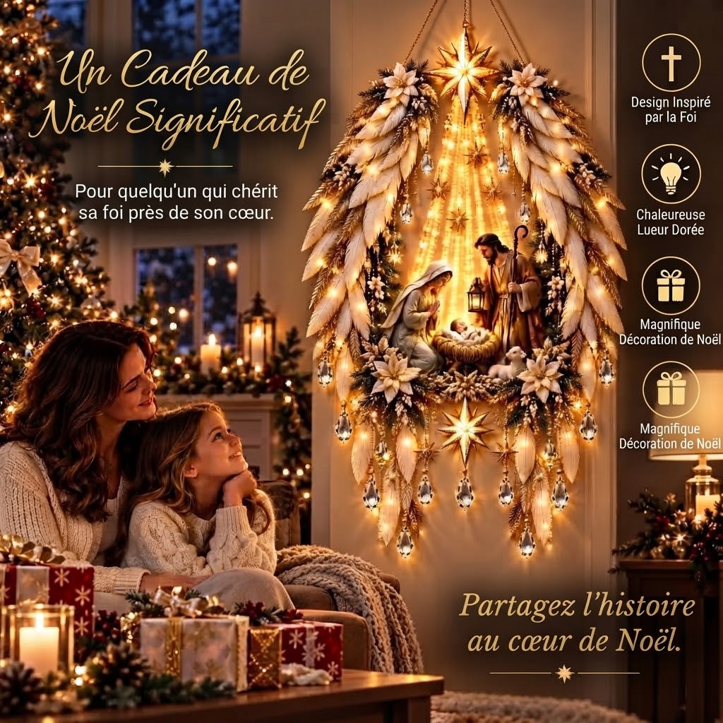 Décoration de Noël lumineuse avec ailes d’ange