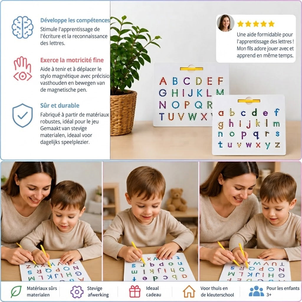 Tableau d’écriture magnétique 2 en 1 pour enfants