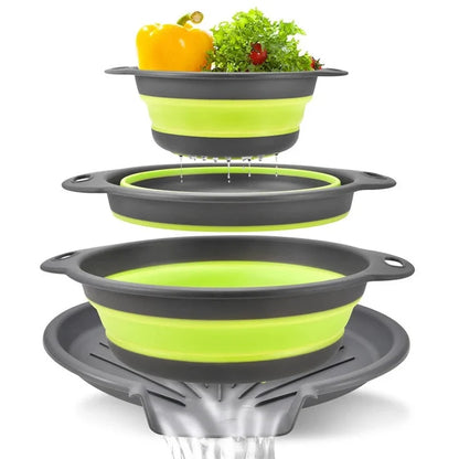 Set de 3 passoires pliables avec fond d’égouttage