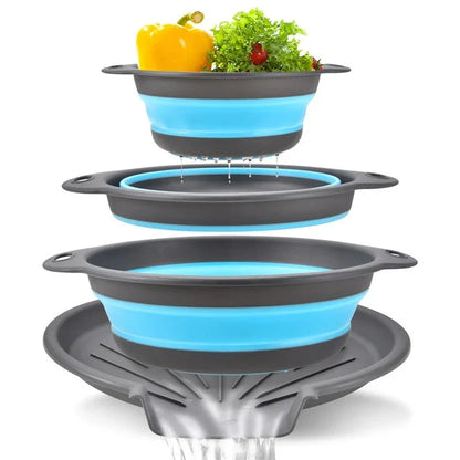 Set de 3 passoires pliables avec fond d’égouttage