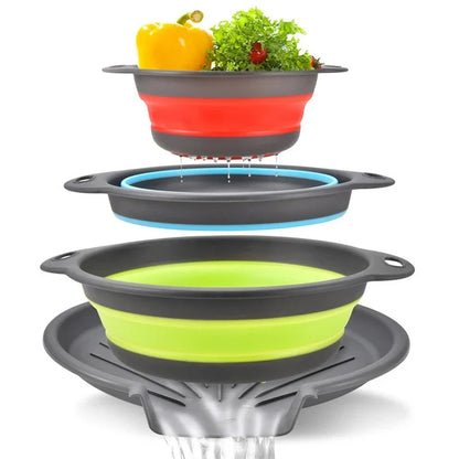 Set de 3 passoires pliables avec fond d’égouttage