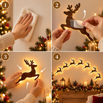 Décoration murale 3D lumineuse en bois JulGlow lot de 7