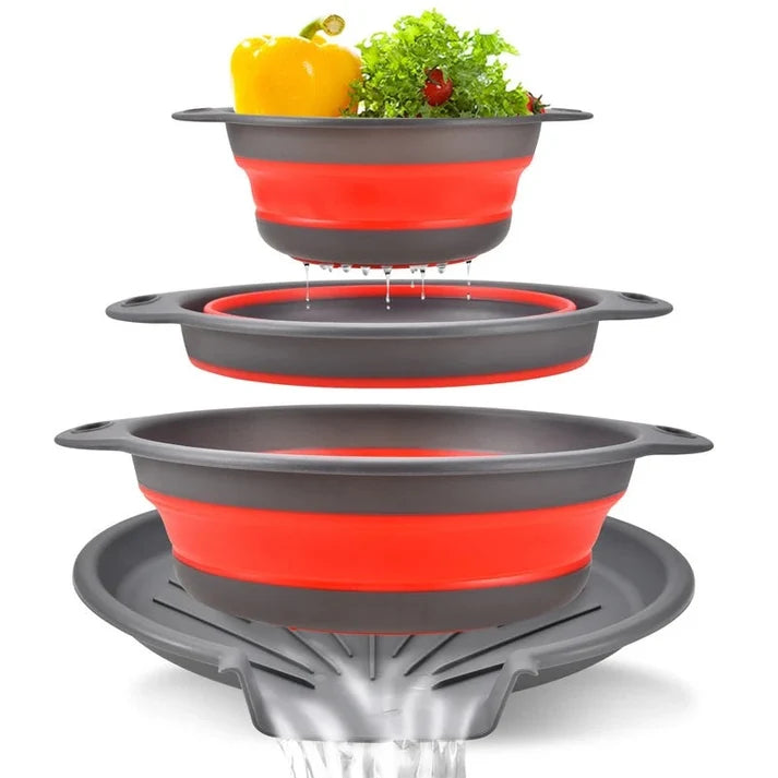 Set de 3 passoires pliables avec fond d’égouttage