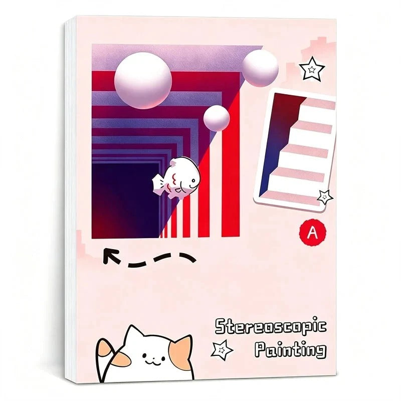 Livre de dessin 3D pour enfants avec activités de coloriage et de découpage