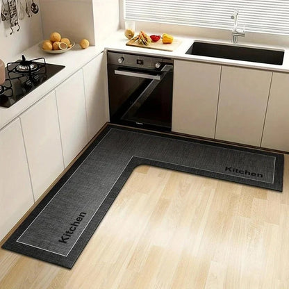 Tapis de cuisine absorbant antidérapant en forme de L