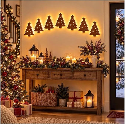Décoration murale 3D lumineuse en bois JulGlow lot de 7