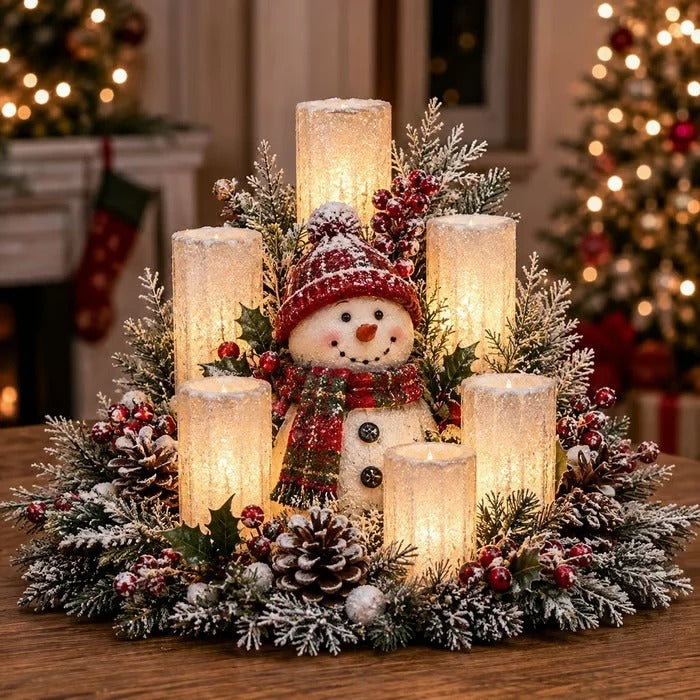 Centre de table de Noël lumineux avec bougie sans flamme