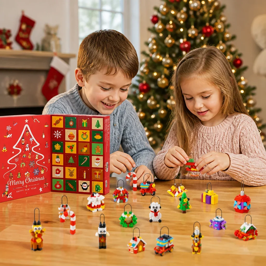 Calendrier de l’Avent de Noël avec blocs de construction